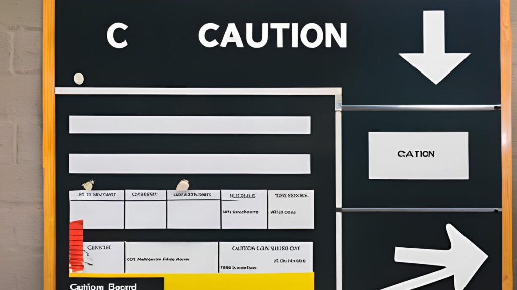 CAUTIONの文字が書かれたボード